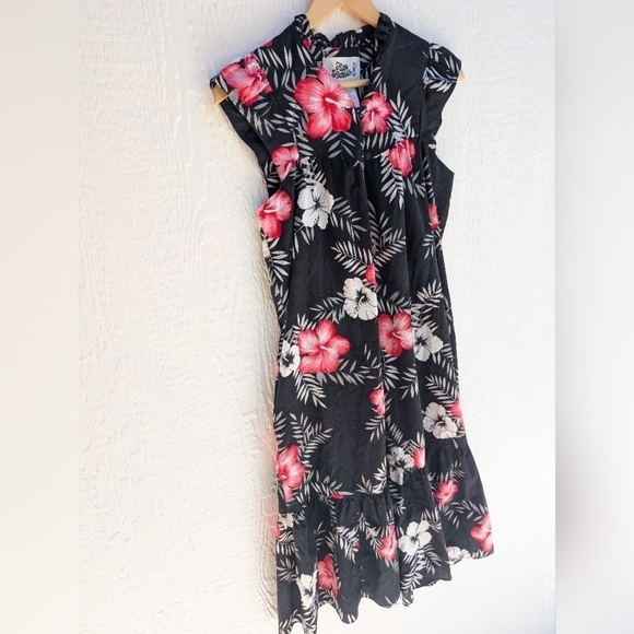 Vintage Hilo Hattie's Hawaiian Tropical Floral Ruffled  Dress Women's Size S - Picture 5 of 7
